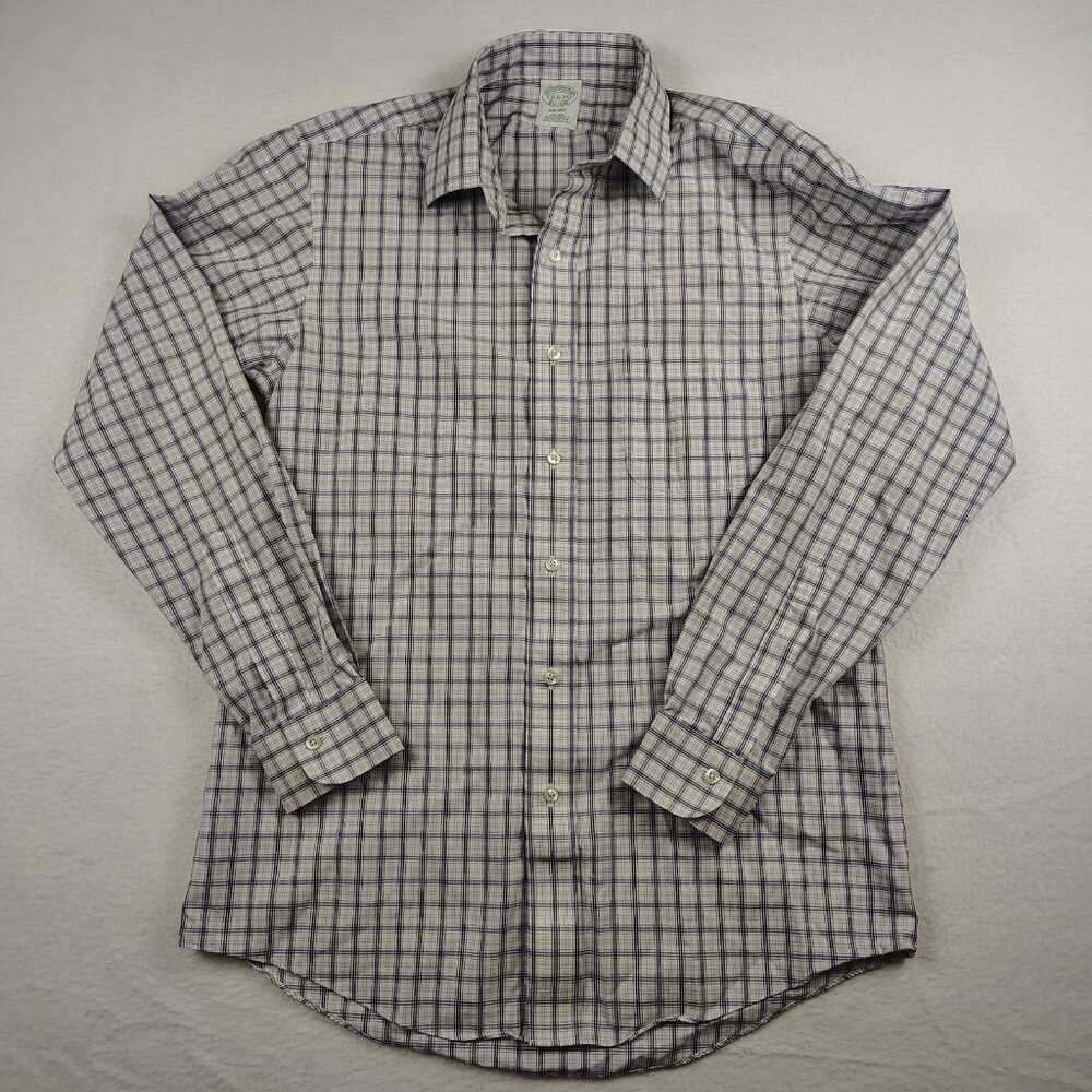 Brooks Brothers Milano Plaid Button Down Shirt Mens Medium 15.5-34